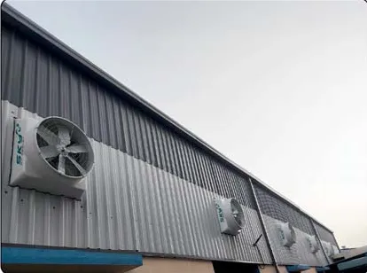 Sky Air Cooler industrial exhaust fan installation at a warehouse site