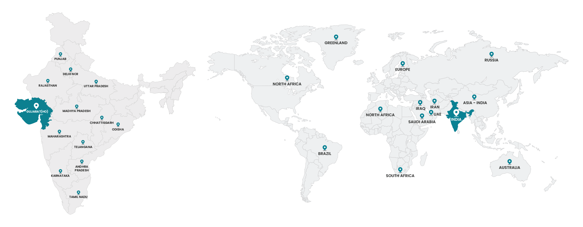 Map of Sky Air Cooler supply locations across Indian states and export markets worldwide