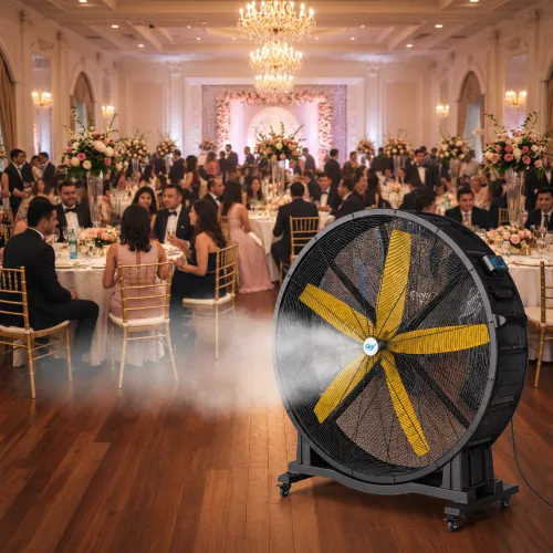 Banquet Halls cooled by the S150 Mobile HVLS Fan from Sky Air Cooler