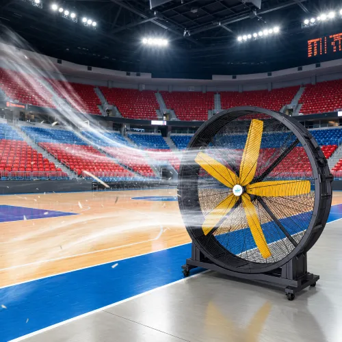 Indoor Stadiums cooled by the S150 Mobile HVLS Fan from Sky Air Cooler