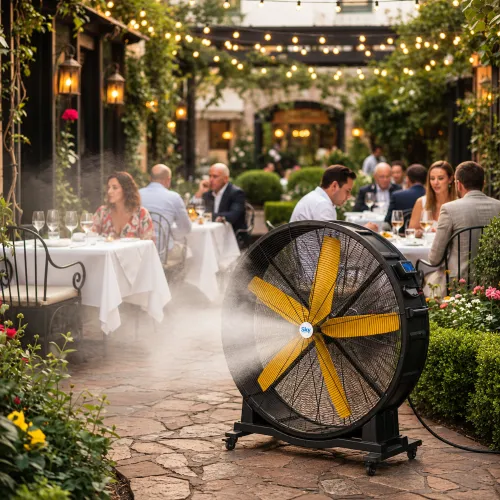 Restaurants & Gardens cooled by the S150 Mobile HVLS Fan from Sky Air Cooler