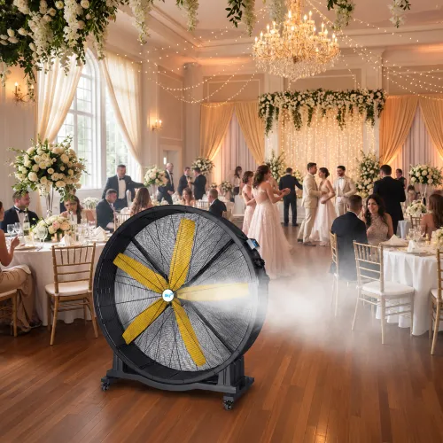 Wedding Venues cooled by the S150 Mobile HVLS Fan from Sky Air Cooler